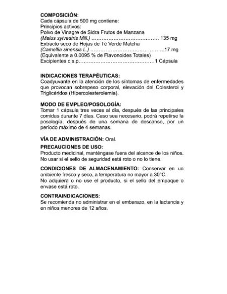 Afrodita - Vinagre de Sidra de Manzana - Producto natural para bajar de peso - Cápsulas